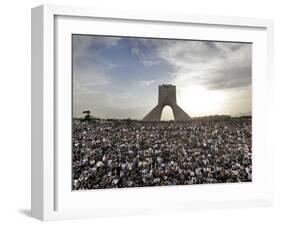 Supporters of Candidate Mir Hossein Mousavi Protest the Election Result at a Mass Rally in Tehran, -null-Framed Photographic Print