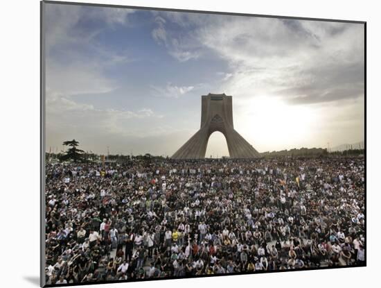 Supporters of Candidate Mir Hossein Mousavi Protest the Election Result at a Mass Rally in Tehran, -null-Mounted Photographic Print