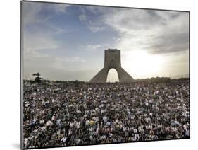 Supporters of Candidate Mir Hossein Mousavi Protest the Election Result at a Mass Rally in Tehran, -null-Mounted Photographic Print