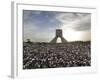 Supporters of Candidate Mir Hossein Mousavi Protest the Election Result at a Mass Rally in Tehran, -null-Framed Photographic Print