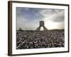 Supporters of Candidate Mir Hossein Mousavi Protest the Election Result at a Mass Rally in Tehran, -null-Framed Photographic Print