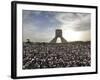 Supporters of Candidate Mir Hossein Mousavi Protest the Election Result at a Mass Rally in Tehran, -null-Framed Photographic Print