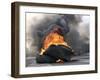 Supporters of Pakistani Shiite Muslim Group, Gather Near to Burning Tire Barricades Rally, Pakistan-null-Framed Photographic Print