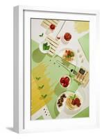 Suprematic Meal: Pasta With Tomato Sauce And Mushrooms-Dina Belenko-Framed Giclee Print