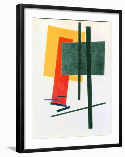 Suprematist Composition (With Yellow, Orange and Green Rectangle) 1915-16 (Oil on Canvas)-Kazimir Severinovich Malevich-Framed Giclee Print