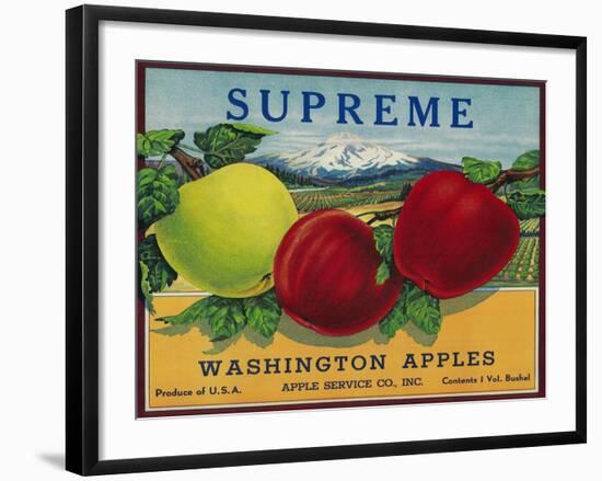 Supreme Apple Label - Washington State-Lantern Press-Framed Art Print