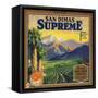 Supreme Brand - San Dimas, California - Citrus Crate Label-Lantern Press-Framed Stretched Canvas