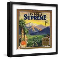 Supreme Brand - San Dimas, California - Citrus Crate Label-Lantern Press-Framed Art Print