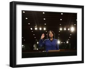 Supreme Court Nominee Sonia Sotomayor is Sworn in on Capitol Hill in Washington-null-Framed Premium Photographic Print