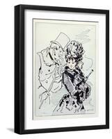 Sur L'asphalte, Illustration from 'Les Parisiennes', C.1870 (Colour Litho)-Alfred Grevin-Framed Giclee Print