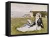Sur la falaise-Berthe Morisot-Framed Stretched Canvas