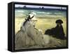 Sur la plage-Edouard Manet-Framed Stretched Canvas