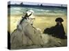 Sur la plage-Edouard Manet-Stretched Canvas