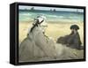 Sur la plage-Edouard Manet-Framed Stretched Canvas