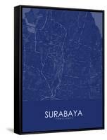 Surabaya, Indonesia Blue Map-null-Framed Stretched Canvas