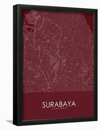 Surabaya, Indonesia Red Map-null-Framed Poster