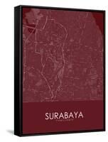 Surabaya, Indonesia Red Map-null-Framed Stretched Canvas