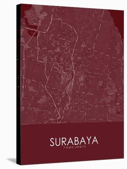 Surabaya, Indonesia Red Map-null-Stretched Canvas