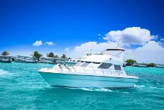 Luxury Yatch in Beautiful Ocean-SurangaWeeratunga-Framed Photographic Print