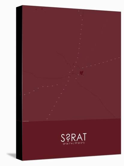 Surat, India Red Map-null-Stretched Canvas