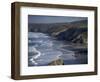 Surf and Tin Mine Chimneys in Distance, Porthtowan, Cornwall, England, United Kingdom-D H Webster-Framed Photographic Print