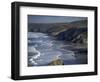 Surf and Tin Mine Chimneys in Distance, Porthtowan, Cornwall, England, United Kingdom-D H Webster-Framed Photographic Print