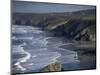 Surf and Tin Mine Chimneys in Distance, Porthtowan, Cornwall, England, United Kingdom-D H Webster-Mounted Photographic Print
