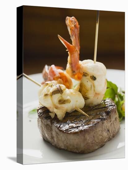 Surf and Turf (Seafood and Beef Steak)-null-Stretched Canvas