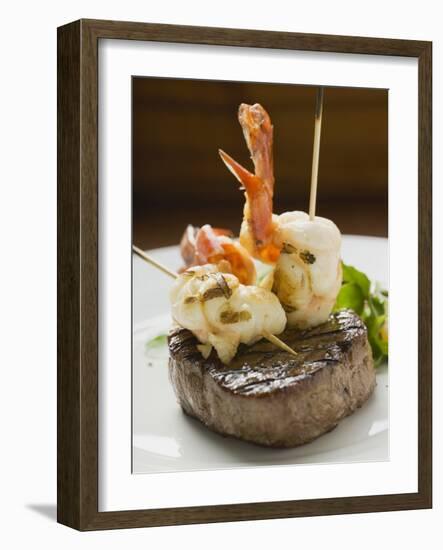 Surf and Turf (Seafood and Beef Steak)-null-Framed Photographic Print