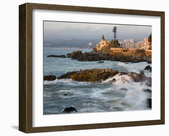 Surf at Playa Los Artistas, Wulff Castel and Resort Hotels, Vina Del Mar, Chile-Scott T^ Smith-Framed Photographic Print