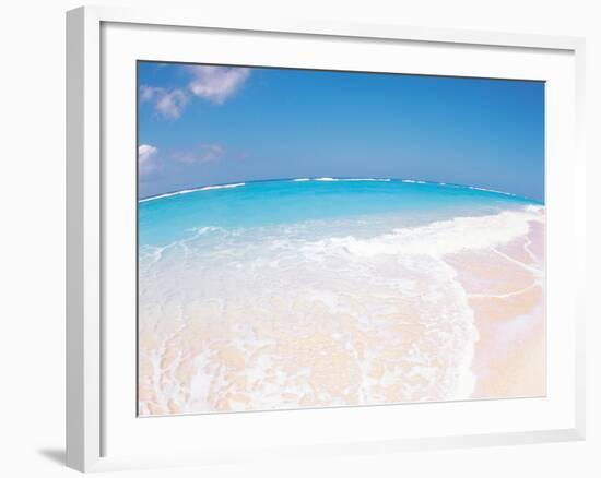 Surf at Seashore And Blue Sky in Background, Fish-eye Lens View-null-Framed Photographic Print