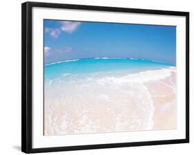 Surf at Seashore And Blue Sky in Background, Fish-eye Lens View-null-Framed Photographic Print