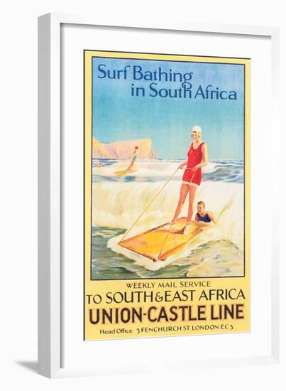 Surf Bathing in South Africa-null-Framed Art Print