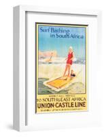 Surf Bathing in South Africa-null-Framed Art Print