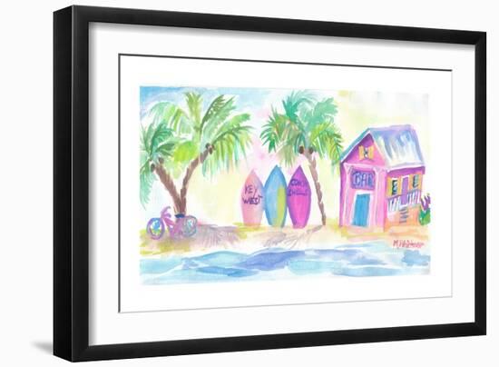 Surf Beach Bar with Boards in Key West-M. Bleichner-Framed Art Print