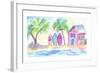 Surf Beach Bar with Boards in Key West-M. Bleichner-Framed Art Print