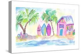 Surf Beach Bar with Boards in Key West-M. Bleichner-Stretched Canvas