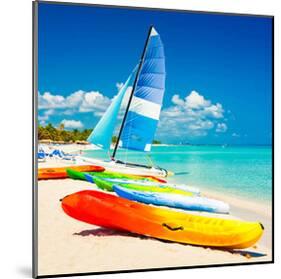 Surf Board Beach Varadero Cuba-null-Mounted Art Print