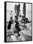 Surf Boards on Beach with Students Shut Out of School by Ft. Lauderdale Teacher Strike-null-Framed Stretched Canvas