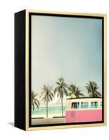 Surf Bus Pink-Design Fabrikken-Framed Stretched Canvas
