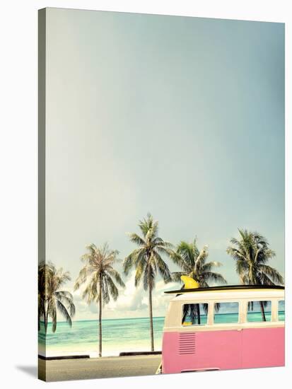 Surf Bus Pink-Design Fabrikken-Stretched Canvas