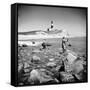 Surf Casting Fishermen Working the Shore Near the Historic Montauk Point Lighthouse-Alfred Eisenstaedt-Framed Stretched Canvas