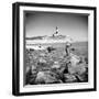 Surf Casting Fishermen Working the Shore Near the Historic Montauk Point Lighthouse-Alfred Eisenstaedt-Framed Premium Photographic Print