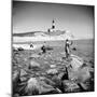 Surf Casting Fishermen Working the Shore Near the Historic Montauk Point Lighthouse-Alfred Eisenstaedt-Mounted Premium Photographic Print