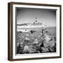 Surf Casting Fishermen Working the Shore Near the Historic Montauk Point Lighthouse-Alfred Eisenstaedt-Framed Photographic Print