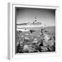 Surf Casting Fishermen Working the Shore Near the Historic Montauk Point Lighthouse-Alfred Eisenstaedt-Framed Photographic Print