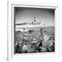 Surf Casting Fishermen Working the Shore Near the Historic Montauk Point Lighthouse-Alfred Eisenstaedt-Framed Photographic Print