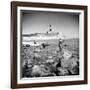 Surf Casting Fishermen Working the Shore Near the Historic Montauk Point Lighthouse-Alfred Eisenstaedt-Framed Photographic Print