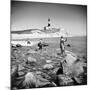 Surf Casting Fishermen Working the Shore Near the Historic Montauk Point Lighthouse-Alfred Eisenstaedt-Mounted Photographic Print