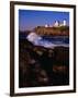 Surf Crashing on York Beach with Nubble Lighthouse in Background, Cape Neddick, USA-Levesque Kevin-Framed Photographic Print